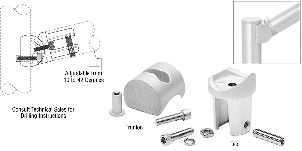 C.R. Laurence CRL ACRS Satin Anodized Lower Adjustable Tee Adaptors | A19LAT