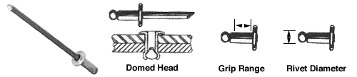 C.R. Laurence CRL 1/8&quot; Diameter 1/16-1/8&quot; Grip Range Aluminum Mandrel and Steel Rivet - 10000 | ABS42