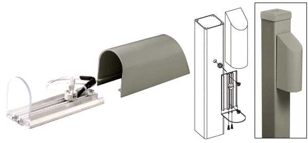 C.R. Laurence CRL Beige Gray Aluminium Post Mounted Decorative Light with Hood | ACH1BGY