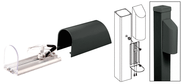 C.R. Laurence CRL Matte Black Aluminium Post Mounted Decorative Light with Hood | ACH1BL