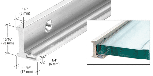 C.R. Laurence CRL Bright Anodized Aluminum Jamb with Clear Vinyl Wipe - 78 in long | AJ78BA