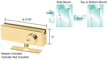 C.R. Laurence CRL Polished Brass Finish AMR Series Patch Lock Body Only | AMR205BR