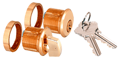 C.R. Laurence CRL Polished Brass Finish AMR215 Series Keyed Cylinder and Thumbturn for Use With AMR215 Series Patch Lock | AMR215CTBR