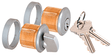 C.R. Laurence CRL Brushed Stainless Finish AMR215 Series Keyed Cylinder and Thumbturn for Use With AMR215 Series Patch Lock | AMR215CTBS