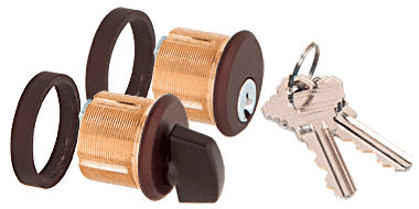 C.R. Laurence CRL Duranodic Bronze Finish AMR215 Series Keyed Cylinder and Thumbturn for Use With AMR215 Series Patch Lock | AMR215CTDU