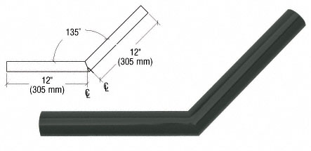 C.R. Laurence CRL Matte Black Quick Connect 135 Degree Corner for 1-1/2&quot; Diameter Tubing | AR35BL