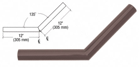 C.R. Laurence CRL Matte Bronze Quick Connect 135 Degree Corner for 1-1/2&quot; Diameter Tubing | AR35BRZ