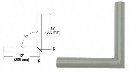 C.R. Laurence CRL Agate Gray Quick Connect 90 Degree Corner for 1-1/2&quot; Diameter Tubing | AR90AGY
