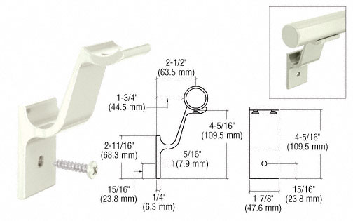 C.R. Laurence CRL Oyster White Quick Connect Aluminum Hand Rail Bracket for 1-1/2&quot; Diameter Tubing | ARHB10W