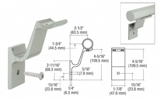 C.R. Laurence CRL Agate Gray Quick Connect Aluminum Hand Rail Bracket for 1-1/2&quot; Diameter Tubing | ARHB1AGY