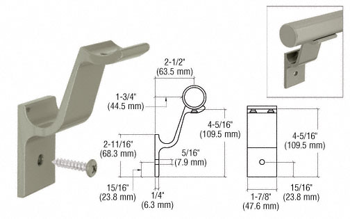 C.R. Laurence CRL Beige Gray Quick Connect Aluminum Hand Rail Bracket for 1-1/2&quot; Diameter Tubing | ARHB1BGY