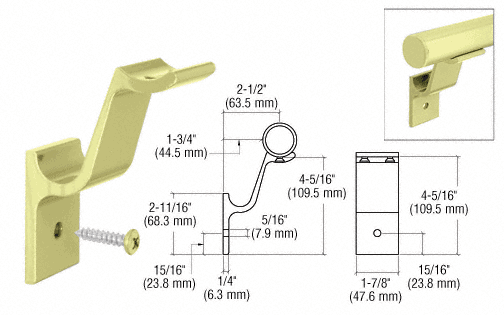 C.R. Laurence CRL Chromate (Unfinished) Quick Connect Aluminum Hand Rail Bracket for 1-1/2&quot; Diameter Tubing | ARHB1CRM