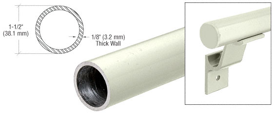 C.R. Laurence CRL Oyster White Quick Connect 1-1/2&quot; Diameter Aluminum Hand Rail - 20&#39; 1&quot; | ARHR150W
