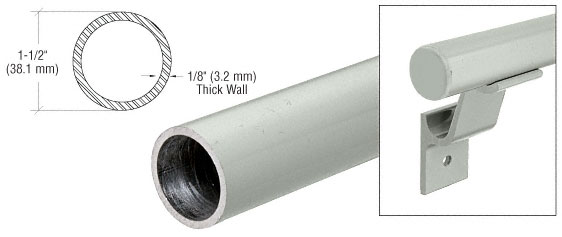 C.R. Laurence CRL Agate Gray Quick Connect 1-1/2&quot; Diameter Aluminum Hand Rail - 20&#39; 1&quot; | ARHR15AGY