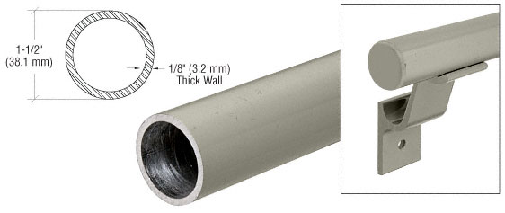 C.R. Laurence CRL Beige Gray Quick Connect 1-1/2&quot; Diameter Aluminum Hand Rail - 20&#39; 1&quot; | ARHR15BGY