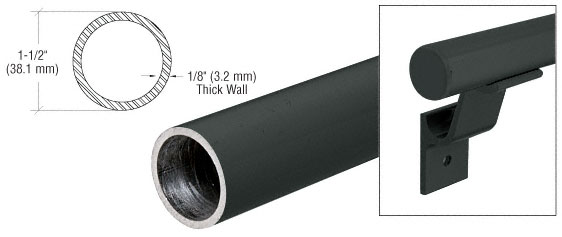 C.R. Laurence CRL Matte Black Quick Connect 1-1/2&quot; Diameter Aluminum Hand Rail - 20&#39; 1&quot; | ARHR15BL