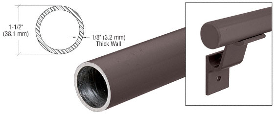 C.R. Laurence CRL Matte Bronze Quick Connect 1-1/2&quot; Diameter Aluminum Hand Rail - 20&#39; 1&quot; | ARHR15BRZ
