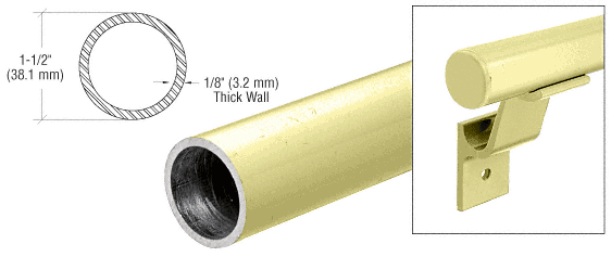C.R. Laurence CRL Chromate (Unfinished) Quick Connect 1-1/2&quot; Diameter Aluminum Hand Rail - 20&#39; 1&quot; | ARHR15CRM