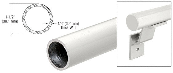 C.R. Laurence CRL Sky White Quick Connect 1-1/2&quot; Diameter Aluminum Hand Rail - 20&#39; 1&quot; | ARHR15W