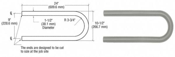 C.R. Laurence CRL Agate Gray Quick Connect Looped Hand Rail Return for 1-1/2&quot; Diameter Tubing | ARLR1AGY
