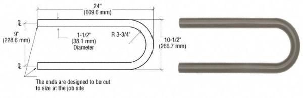 C.R. Laurence CRL Beige Gray Quick Connect Looped Hand Rail Return for 1-1/2&quot; Diameter Tubing | ARLR1BGY