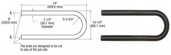 C.R. Laurence CRL Matte Black Quick Connect Looped Hand Rail Return for 1-1/2&quot; Diameter Tubing | ARLR1BL