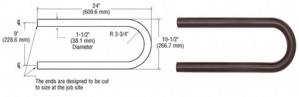 C.R. Laurence CRL Matte Bronze Quick Connect Looped Hand Rail Return for 1-1/2&quot; Diameter Tubing | ARLR1BRZ