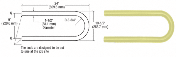 C.R. Laurence CRL Chromate (Unfinished) Quick Connect Looped Hand Rail Return for 1-1/2&quot; Diameter Tubing | ARLR1CRM