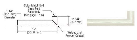 C.R. Laurence CRL Oyster White Quick Connect Wall Hand Rail Return for 1-1/2&quot; Diameter Tubing | ARWR10W