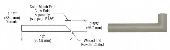 C.R. Laurence CRL Beige Gray Quick Connect Wall Hand Rail Return for 1-1/2&quot; Diameter Tubing | ARWR1BGY