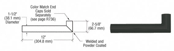 C.R. Laurence CRL Matte Black Quick Connect Wall Hand Rail Return for 1-1/2&quot; Diameter Tubing | ARWR1BL