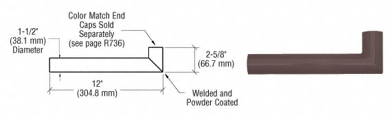 C.R. Laurence CRL Matte Bronze Quick Connect Wall Hand Rail Return for 1-1/2&quot; Diameter Tubing | ARWR1BRZ