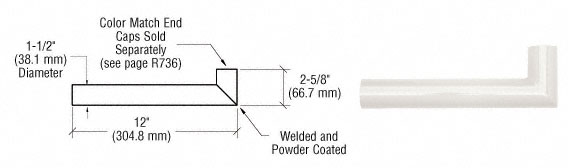 C.R. Laurence CRL Sky White Quick Connect Wall Hand Rail Return for 1-1/2&quot; Diameter Tubing | ARWR1W