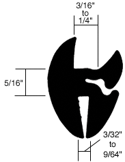 CRL-Automotive CRL Two-Piece Self-Sealing Weatherstrip 3/32&quot; to 5/32&quot; Panel - 3/16&quot; to 1/4&quot; Glass  | AS1179