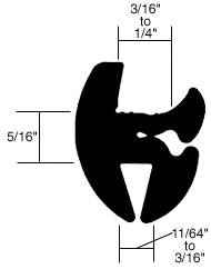 CRL-Automotive CRL Two-Piece Self-Sealing Universal Weatherstrip 11/64&quot; to 3/16&quot; Panel - 3/16&quot; to 1/4&quot; Glass | AS1456