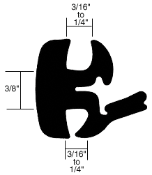 CRL-Automotive CRL One-Piece Self-Sealing Universal Weatherstrip 3/16&quot; to 1/4&quot; Panel - 3/16&quot; to 1/4&quot; Glass | AS1536