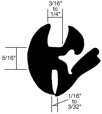 CRL-Automotive CRL One-Piece Self-Sealing Universal Weatherstrip 1/16&quot; to 3/32&quot; Panel - 3/16&quot; to 1/4&quot; Glass | AS1615