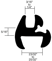CRL-Automotive CRL Two-Piece Self-Sealing Universal Weatherstrip 23/32&quot; to 25/32&quot; Panel - 3/16&quot; to 1/4&quot; Glass | AS1706