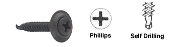 C.R. Laurence CRL 8 x 1&quot; Black Countersunk Self-Drilling Screws with Washers | AV11456