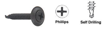 C.R. Laurence CRL 8 x 1-1/4&quot; Black Self-Drilling Screws with Washers | AV11457