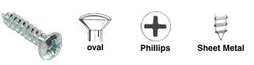 C.R. Laurence CRL 8 x 2&quot; Oval Head Phillips Sheet Metal Screws - Box of 100 | AV2633