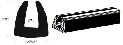 CRL-Automotive CRL Glass and Acrylic Setting Rubber Channel 3/16&quot; Material - 27/64&quot; Base Width | AV4512