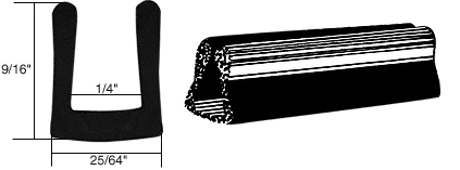 C.R. Laurence CRL Glass and Acrylic Setting Rubber Channel for 1/4&quot; Material - 25/64&quot; Base Width | AV4515
