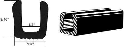 C.R. Laurence CRL Glass and Acrylic Setting Rubber Channel for 1/4&quot; Material - 7/16&quot; Base Width | AV4588