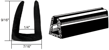 C.R. Laurence CRL Rubber Glazing Channel for 1/4&quot; Material - 9/16&quot; Height | AV816