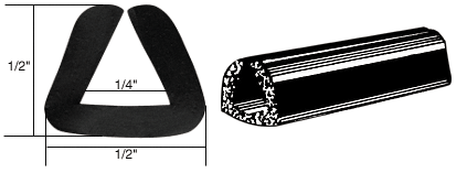 C.R. Laurence CRL Rubber Glazing Channel for 1/4&quot; Material - 1/2&quot; Height | AV876
