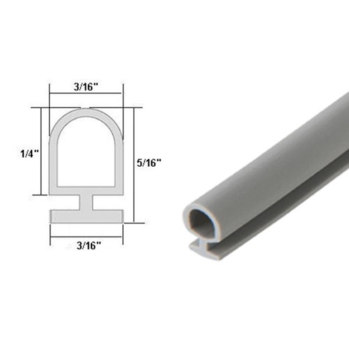Automotive Grey Bulb Type Gasket, 3/16&quot; Width, 3/16&quot; Backing - 20 Ft.  | AGGVBS20