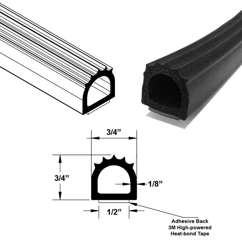 Automotive Water and Weather Resistant Adhesive Back Closed Cell Sponge Rubber Seal, Black; 3/4&quot; Height, 3/4&quot; Backing - 10 FT | AGLMKG10