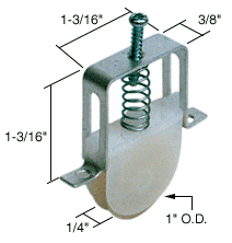 C.R. Laurence CRL Sliding Screen Door Bottom Roller 1&quot; Nylon Wheel for Columbia Doors - Bulk  | B530B