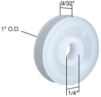 C.R. Laurence CRL 1&quot; Nylon Replacement Roller with Center Groove - Package | B552